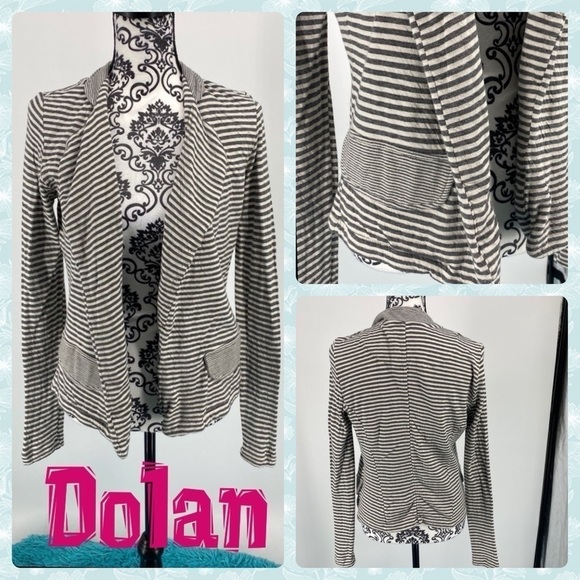 Dolan gray and white striped blazer.  Lightweight collared.  Work career - Picture 1 of 8